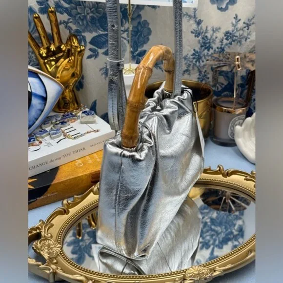 🆕 OROTON 🧿 NWT Gretel Mini Top Handle, Metallic Silver - Picture 4 of 16